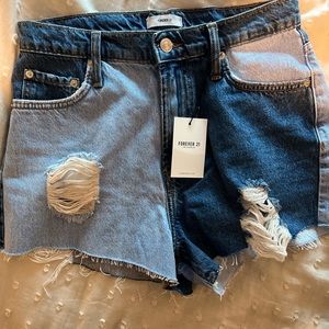 Two toned jean shorts
